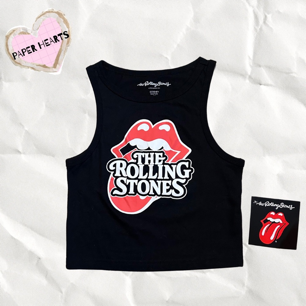 The Rolling Stones black crop tank 👅❤️